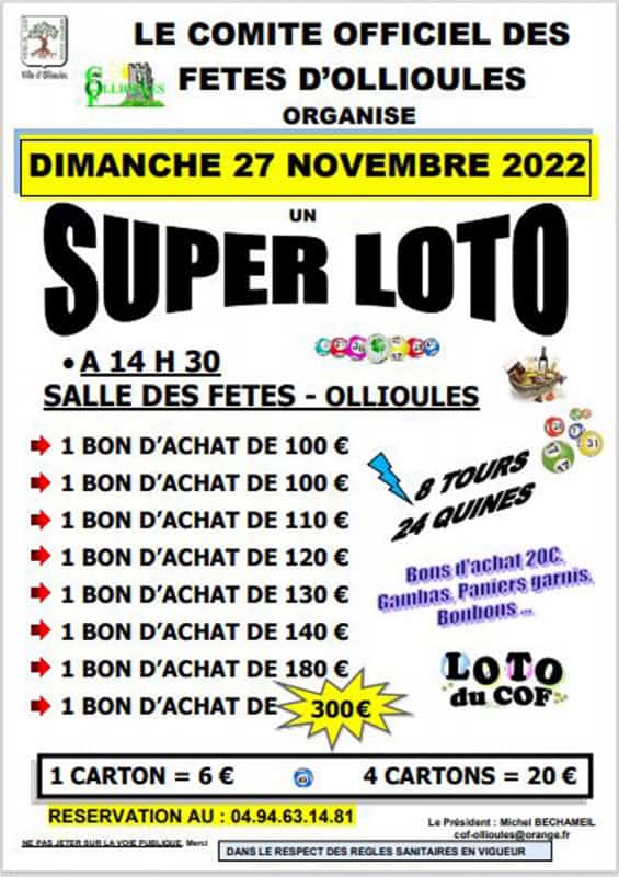 Super Loto Comité des fêtes d'Ollioules - Le Var et Vous